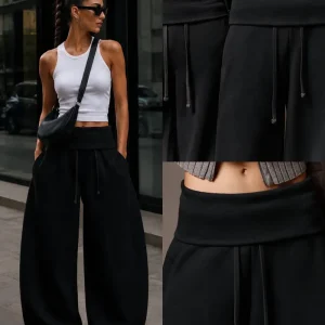 Luna Foldover Cotton Pants
